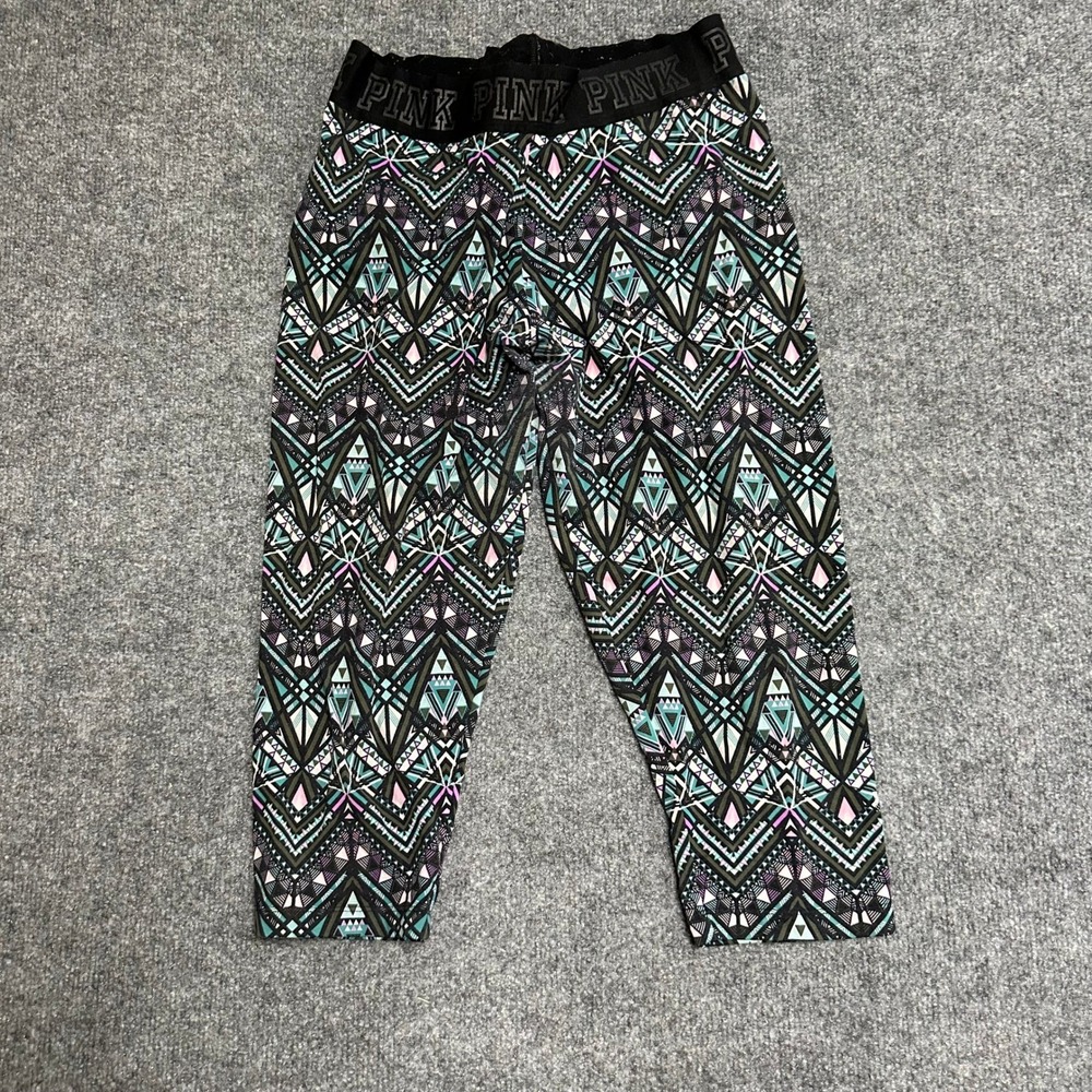 Pink Leggings Womens Size M Geometric Tribal Print Cropped Ultimate Yoga Pants